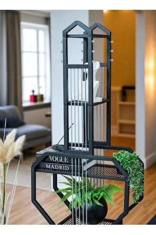 Dekoratif Siyah Metal Kitaplık Raflı Gitar Ünite Çok Amaçlı Salon Ofis Düzenleyici Çok Renkli