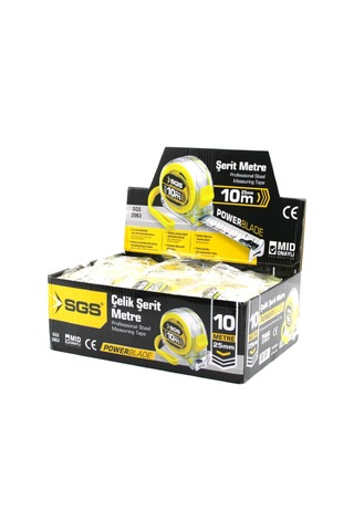 12 Adet 10mt X 25mt Şeffaf Stoplu Şerit Metre 5570 Standart