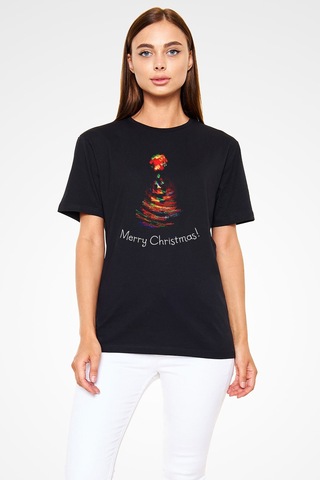 Flood Of Style Yılbaşı Yeni Yıl Christmas Siyah Unisex Tişört T-shirt