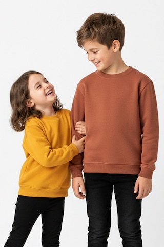 Zuzunga 2'li Basic Şardonlu Çocuk Sweatshirt Hardal - Kahverengi 9003