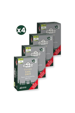 Ahmad Tea Klasik Earl Grey Demlik Poşet Çay 40x2 G 4'li Ekonomik Paket Toplam 160 Demlik Poşet