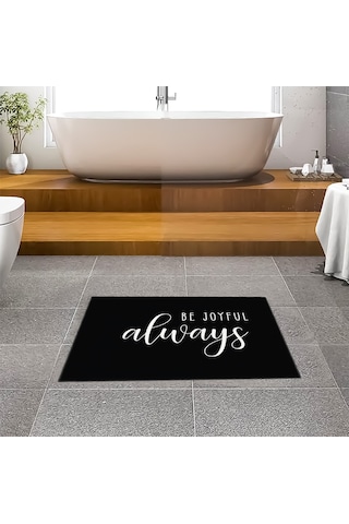 Evaşk Banyo Paspası İpeksi Kadifemsi Halı Yüzey Kaymaz Taban 40x60 BM03840S Siyah