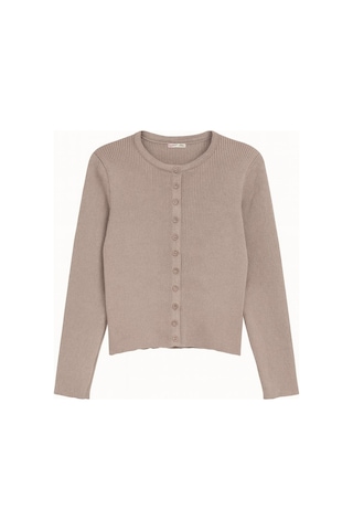 Hiccup Mixray Düğmeli Slim Fit Yivli Örgü Hırka Bej Doğal