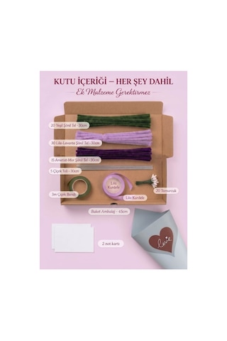 Lila Lilyum Buketi Kendin Yap Dıy Kiti 65 Adet Şönil İçerir Hobi Ve Hediye Seti