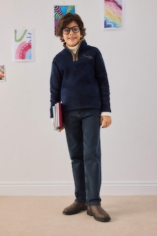 Defacto Erkek Çocuk New Regular Fit Yarım Balıkçı Yaka Nakışlı İçi Yumuşak Tüylü Polar Sweatshirt G3670a825cwnv256 Lacivert-nv256