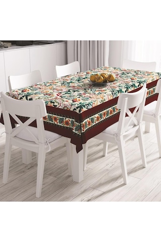 Colorful Leaves Masa Örtüsü - Renkli Yapraklar Ince Keten Uluslararası Yıkama Ve Solmama Sertifikası Çok Renkli