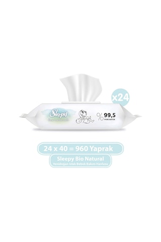 Sleepy Bio Natural Yenidoğan Islak Bebek Bakım Havlusu 24 x 40'lı 960 Yaprak