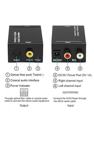 Rca To Optik Toslink Çevirici Analogdan Dijitale Ses Dönüştürücü