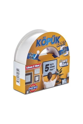Boss Tape 2749 Çift Taraflı Köpük Bant 48mmx10m Hafif Ağırlık 5kg