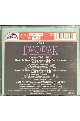 Plak Değildir Cd Dir Cd Dvorak Piano Quintets Nos. 1&2 Cd