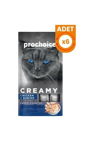 Prochoice Creamy Tavuklu Ve Karidesli Sıvı Kedi Ödül Maması 6 Adet 4x15 Gr Prochoice Creamy Tavuklu Ve Karidesli Sıvı Kedi Ödül Maması 6 Adet 4x15 Gr