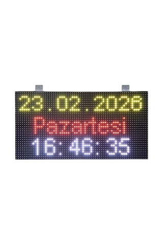 32x64cm P10 Rgb Led Saat Tarih Göstergesi