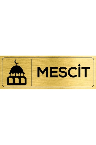Mescit Kapı Yazısı 23cm X 8cm Metal Kapı Isimliği Gold
