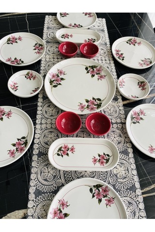 Kar Çiçeği 6 Kişilik 15 Parça Kahvaltı Takımı Vişne Çürüğü