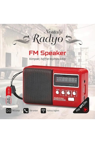 Subzero Sb38 Mini Nostalji Tws/fm Bluetooth Müzik Kutusu Siyah