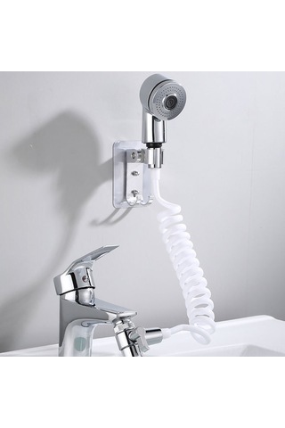 Padalink Dus Banyo Seti, 2 Seviye Ayarlı Duş Başlığı, Fişi Dönüştürücü, Bağlantı Borusu Ve Ahşaplı Ekipmanlar Abs Malzeme, Gümüş Renk