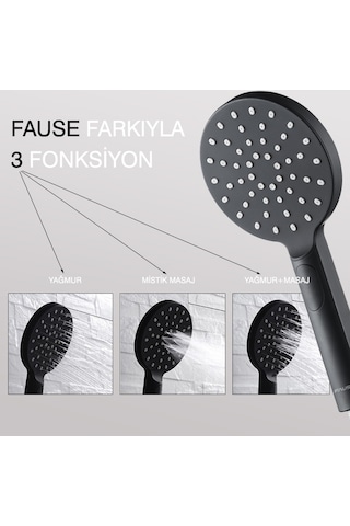 Fause El Duş Başlığı 3 Fonksiyonlu Oval Siyah Ke121-b Siyah