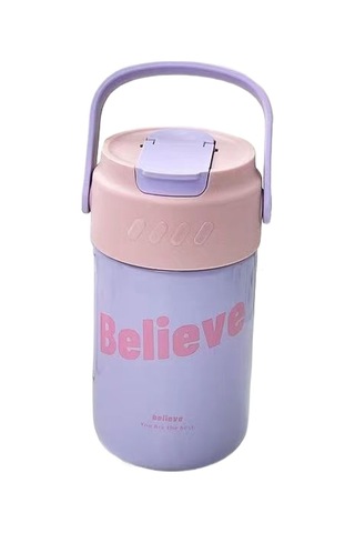 Jzcat Creative Büyük Kapasiteli 316 Paslanmaz Çelik Hasır Termos Bardak 500ml-mor