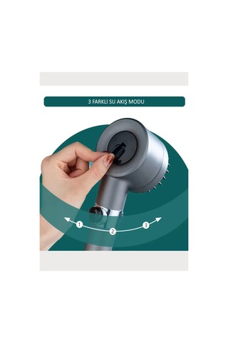 Tilbe Home 3 Fonksiyonlu Banyo Duş Başlığı Turbo Yüksek Basınçlı Masaj Duş Başlığı Çok Renkli