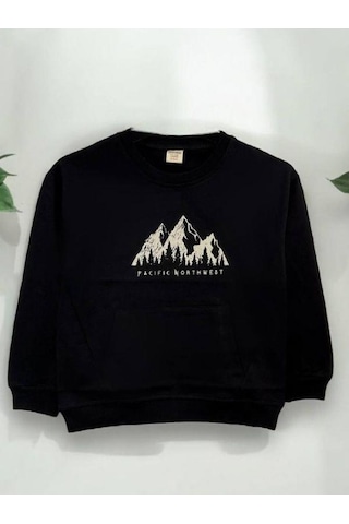 Zekids Erkek Çocuk Northwest Baskılı İnce Sweat-14236 Siyah