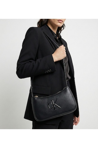 Calvin Klein Lv04f1125gub1 Bold Ck Kadın Omuz Çantası Siyah - Beyaz