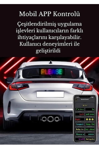 Esnek Katlanabilir Panel Led Cama Yapışır Uygulama İle Kontrol Dijital Tabela Kayar 60cm 16x96 Led 10"