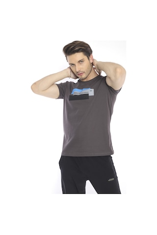 Escetic Erkek Spor Füme Bisiklet Yaka Slim Fit T-Shirt-3353
