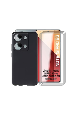 Xiaomi Redmi Note 13 Pro 5g Kılıf Mat Soft Yüzey Doku Esnek Silikon + Ekran Koruyucu Cam 1+1 Set Resimde Görünen