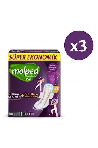 Molped Süpernight 3d Bariyerli Önü Uzun Süper Gece 14 Lü X 3 Adet Molped Süpernight 3d Bariyerli Önü Uzun Süper Gece 14 Lü X 3 Adet