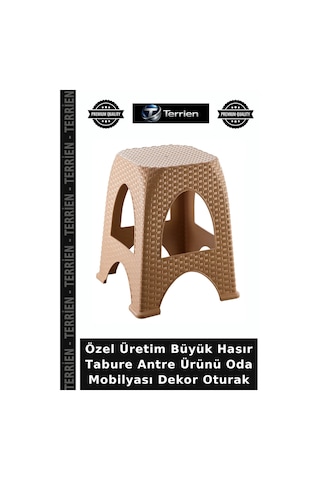 Özel Üretim Büyük Hasır Tabure Antre Ürünü Oda Mobilyası Dekor Oturak Çok Renkli