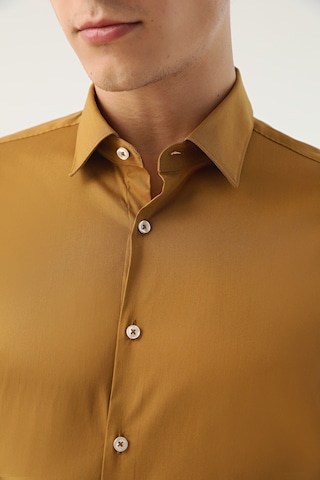 D's Damat Slim Fit Hardal Düz Stretch Gömlek 7ef02ee44324d Hardal