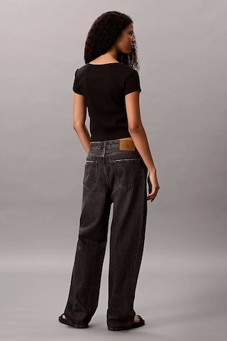 Calvin Klein Jeans Kadın Etiketli Fitilli Kısa Siyah T-shirt Lv047c200g-ub1 SIYAH