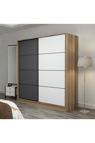 Minar Kale 2 Kapaklı Sürgülü Dolap 180 Cm - Dore/antrasit/beyaz 210cm