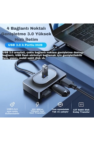 Coofbe Jasoz 30cm 4in1 Type-c To Usb Çoğaltıcı Hub Type-c To 4x Usb3.0 Mouse Yazıcı Klavye Okuyucu