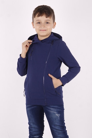 Toontoy Erkek Çocuk Cepli Fermuarlı Asimetrik Kesim Hırka Lacivert