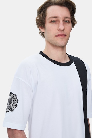 Ucla Keıth Beyaz Bisiklet Yaka Baskılı Oversize Erkek Tshirt Beyaz