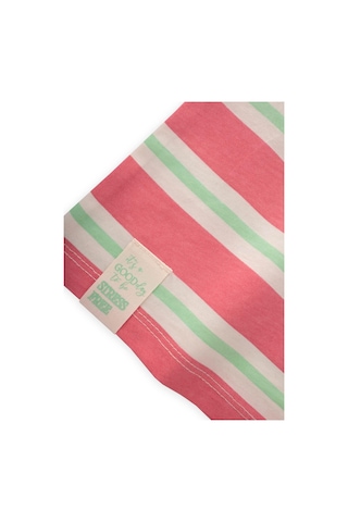 Cigit Çizgili Kız T-shırt 2-10 Yaş Pembe Yeşil Çizgili Pembe Yeşil Çizgili