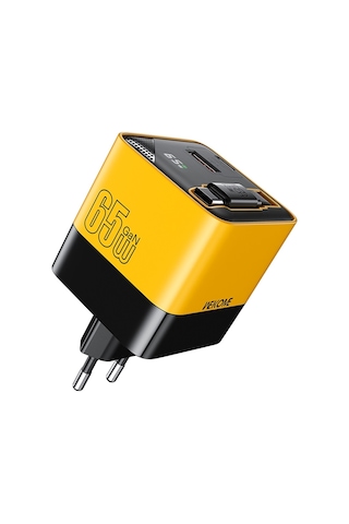 Wk Wp-u39 65w Usb-c / Tip-c, 80cm Tip-c Kablosu İle Usb Gan Hızlı Şarj Cihazı, Fiş Tipi: Ab Fiş Sarı Sarı