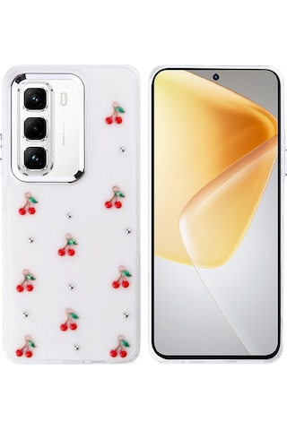 Ariatech İnfinix Hot 50 Pro 4g Kılıf Airbag Tasarımlı Simli Şeffaf Kutup Kapak - Lale Lale