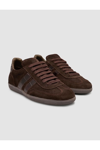 Hakiki Süet Deri Kahverengi Kadın Sneaker Ayakkabı Kahverengi Süet