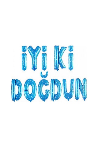 Mavi Puantiyeli İyiki Doğdun Folyo Doğum Günü Partisi Mavi Puant Karışık Renkli