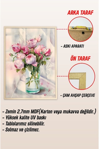 Ahşap Çerçeveli Mdf Tek Tablo Çiçek Dekoru Tablo Kendi Tablo Setinizi Oluşturacağınız Liste 23 X 32 Çerçeveli 1076