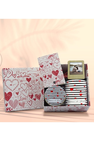 BK Gift Sevgiliye Özel Kutuda Hediye Seti, Kupa Bardak, Sevgili Hediyesi, Kokulu Mum, Fotoğraflı Çerçeve-10