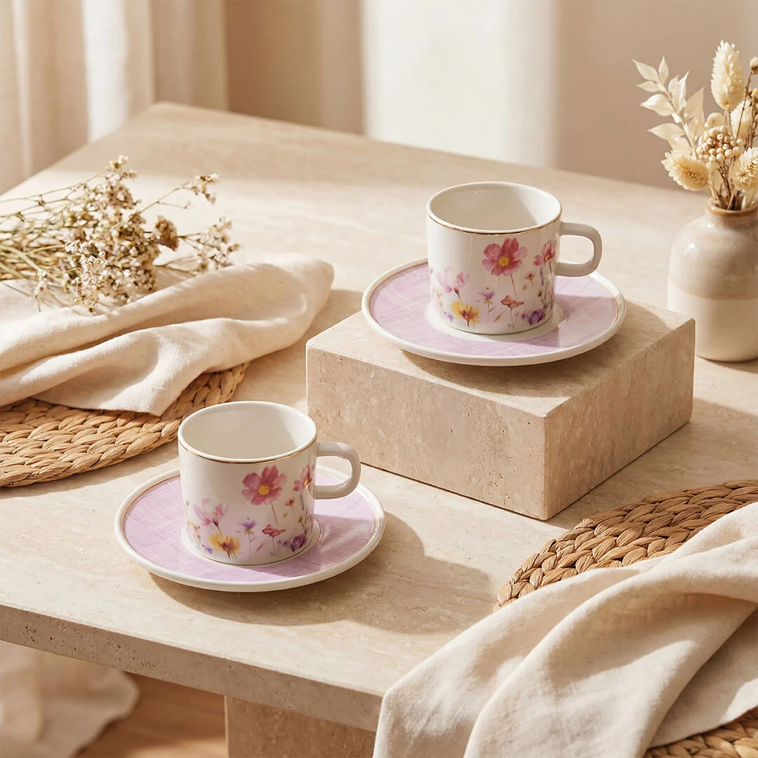 Güral Porselen Mental 4 Parça Çay Fincan Takımı 67091 Pembe