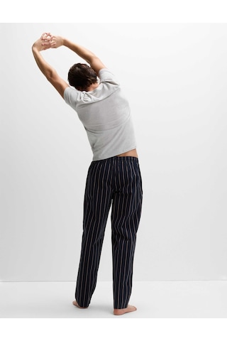 Marks & Spencer Saf Pamuklu Çizgili Pijama Takımı T07000587 Gri