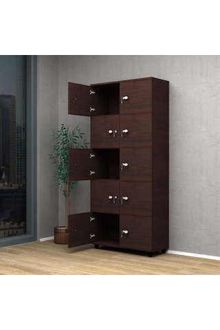 Öğretmen Dolabı, Öğrenci Dolabı, Sınıf Dolabı, Emanet Dolabı 80cm X 40cm X 190cm, 10 Kişilik Venge