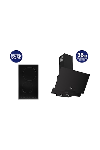 Ferre ES231+D063-SA Elektrikli Vitroseramik 2'li Ankastre Set Siyah