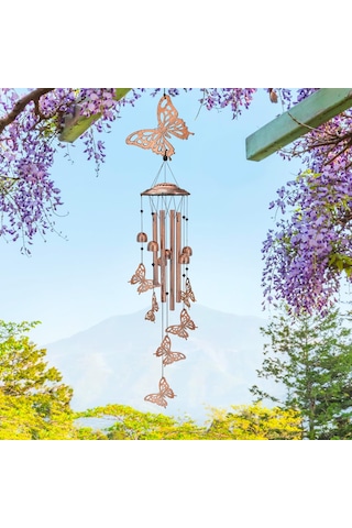 Geeroyoo El Yapımı Kelebekli Rüzgar Çanı - Dışarı/içeri Dekorasyon, Bahçe/ Balkon Aksesuarı, Doğa Melodisiyle Unutulmaz Hediye