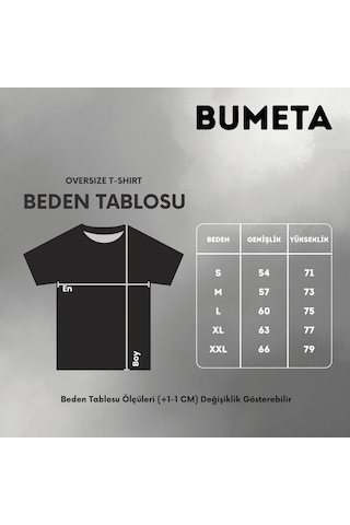Bumeta Flowers Typography Çiçek Baskılı Oversize Unisex Tişört T-shirt Siyah