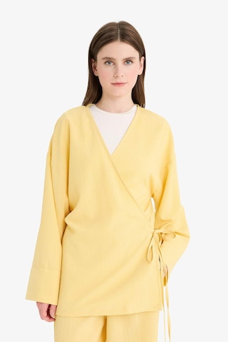 Defacto Relax Fit 2li Takım Gofre Dokulu Uzun Kollu Kimono Pantolon F4095ax25smyl272 Sarı
